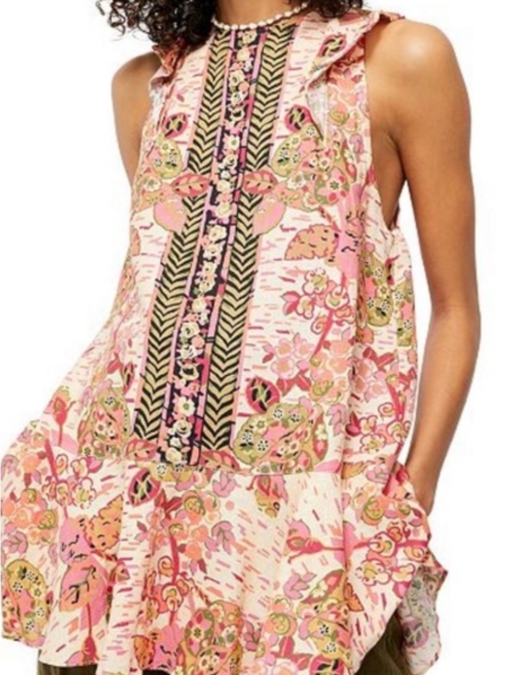 Free People Pink Floral Backless Ruffle Tie Sundress - Picture 3 of 5
